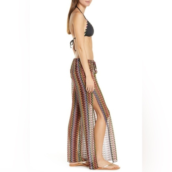 NWT Becca Carnavale Rainbow Sheer Woven Missoni Inspired Cover-Up Pants Large - Picture 3 of 16